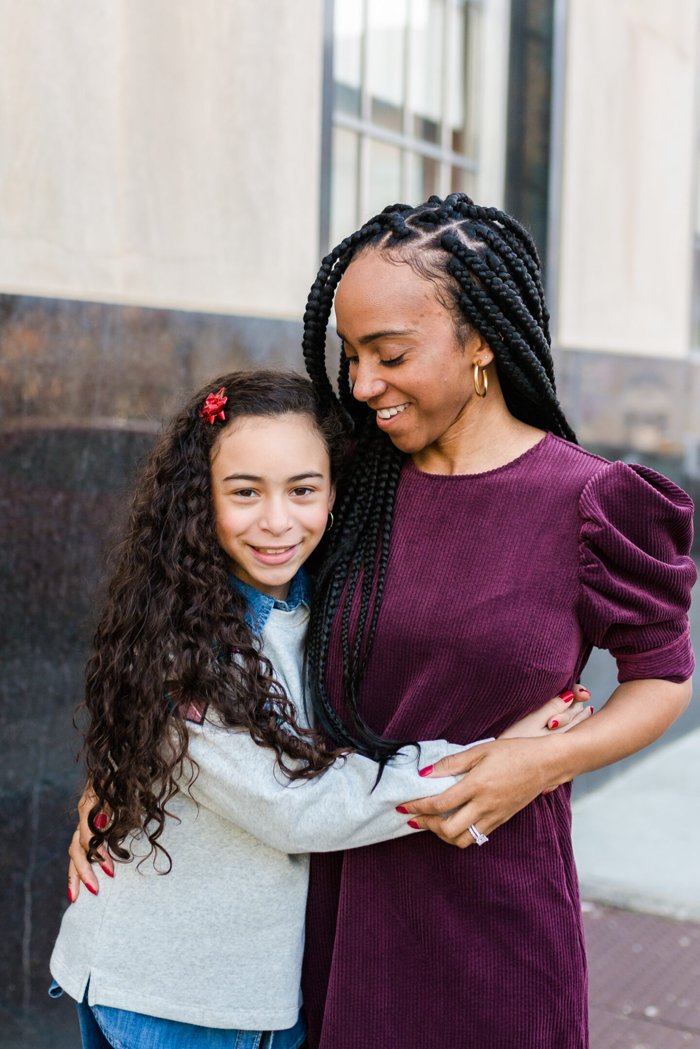 mother and daughter hugging