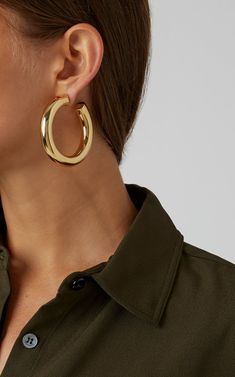 woman wearing hoop earrings for Zoom Ready Jewelry